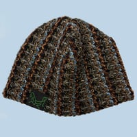 Image 1 of BLUE AND BROWN KNIT BEANIE
