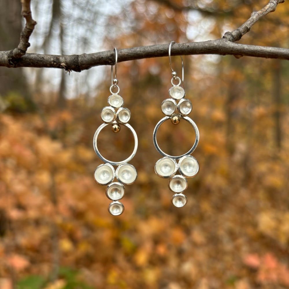 Image of Silver Circle Acacia Dangles 