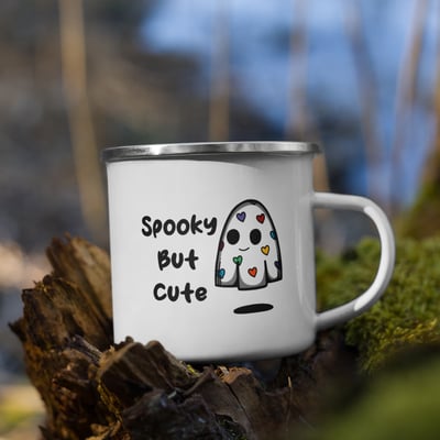 Image of Spooky But Cute Ghost Enamel Mug