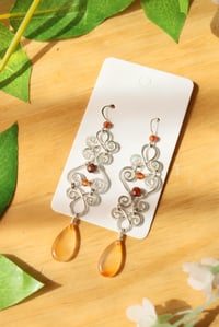Image 2 of Orange Garnet + Carnelian Chandelier Earrings