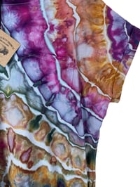 Image 8 of L 100% Cotton Short T-Shirt Dress with Pockets in Earthy Bright Geode Ice Dye