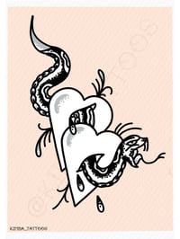 ‘Classic snake & heart dot work’ Print