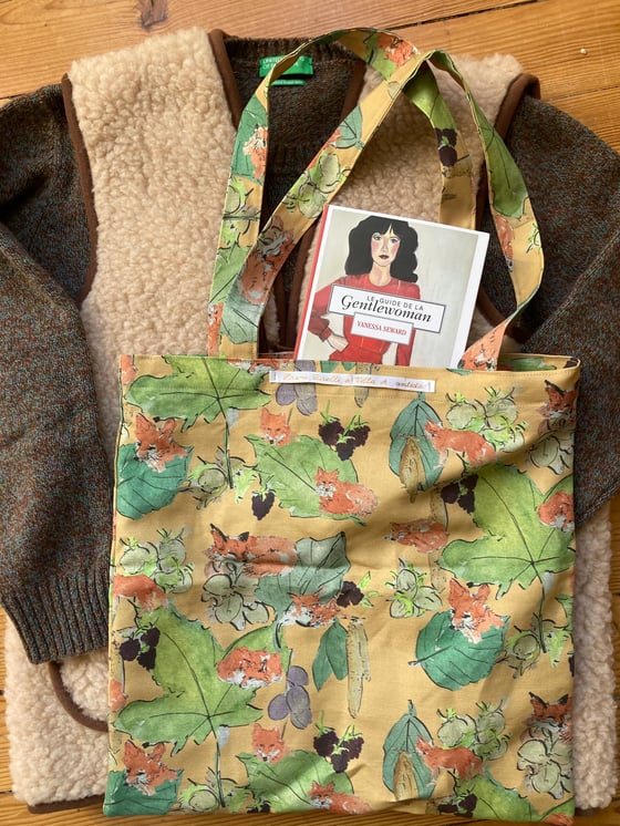 Image of Tote bag en lin et coton Automne Prune Cirelli