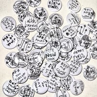 Image 1 of 5 PIN BUTTONS WOW   // hand drawn