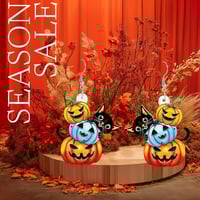 Image 3 of Cute Halloween Pumpkin with a Cat Hanging Earrings