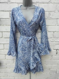 Image 1 of Wrap Dress- Henna Blue m-l