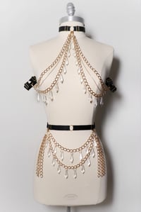 Image 3 of ✨ VERY LIMITED EDITION ✨ Bust Harness With Chains And Glass Pendants In Gold Color 