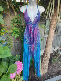 Image 1 of Mykonos tie dye jewelled jumpsuit - purple blue