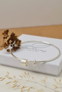 Image 2 of Silver bangle with two textured rings 