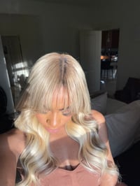 Image 14 of PLATINUM BLONDE 22 inch 9x6 LACE CLOSURE WIG with BANGS