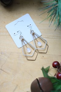 Image 3 of Mixed Metal Moonstone Double Pointed Earrings