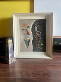 Image 1 of Mid Century Abstract Figurative Oil on Baord