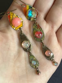Image 2 of Long tin drop earrings