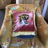 blue or pink  cotton velvet with embroidered tiger patch and gold fringing Image 14