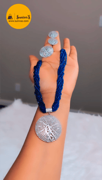 Image 1 of Chandra_Short Hydropotey Necklace Set in Blue