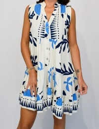 Image 1 of Multi Leaf Sleeveless Button Front Dress