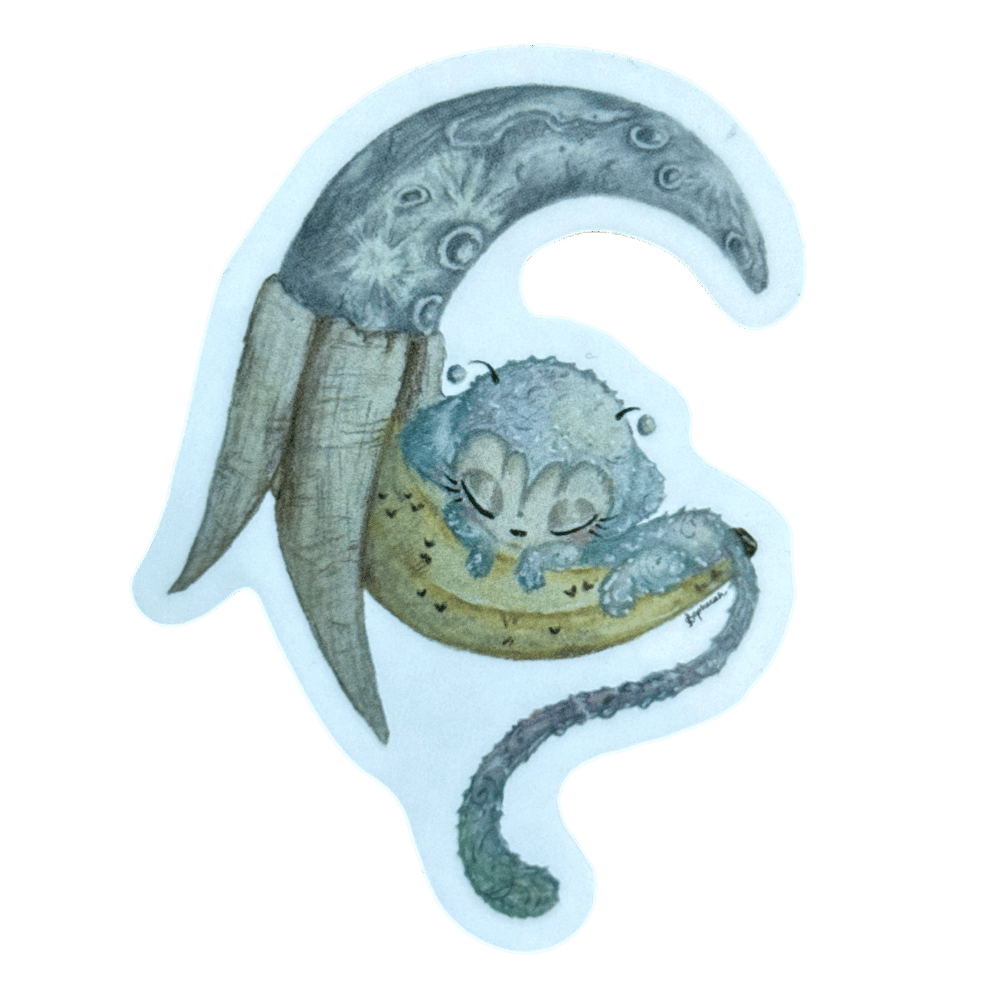 Image of Banana Monkey Moon transparent sticker 2.5 inches 