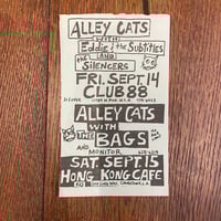 Original  4.5" x 7" small  1979 punk flyer. The Bags and Alley Cats and more at Hong Kong Cafe! 