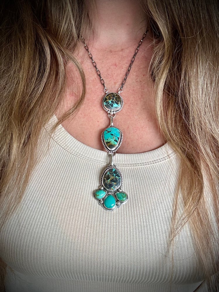 Image of Blackjack & Carico Lake Turquoise Lariat Necklace