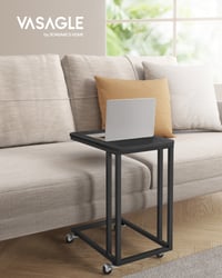 Image 2 of End Table-C Shaped TV Tray with Metal Frame Rolling Casters for Coffee Laptop Mobile Tablet, Indust