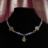 Image 1 of blue agate heart & abalone necklace