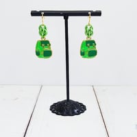 Green Backpack Earrings 