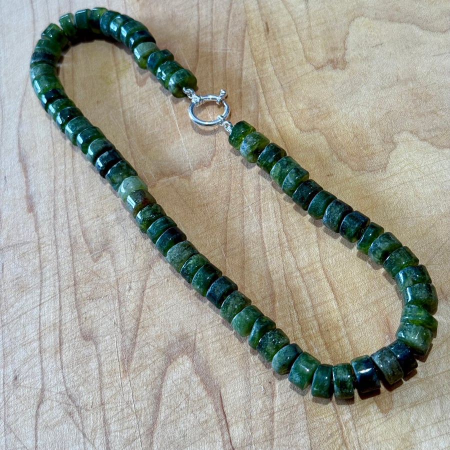 Image of Chunky Green Garnet Beaded Necklace