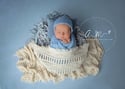 Cornflower Blue Newborn Sleepy Cap, Bonnet & Wrap Photography Prop Set