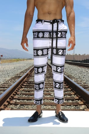 Image of The Sikani tux pants - blk/wht tribal 