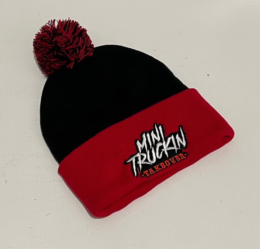 Image of Red/black beanie puff