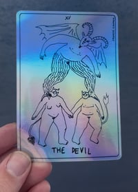 Image 1 of Holographic Devil Tarot Sticker