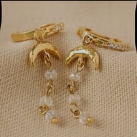 Image 2 of Lisa Angel Crystal Moon Huggie Earrings