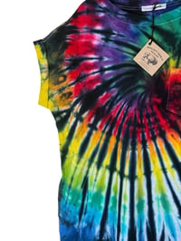 Image 9 of L 100% Cotton Short T-Shirt Dress with Pockets in Rock-n-Roll Tie Dye