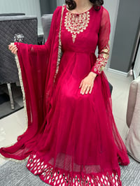 Image 3 of Cherry red anarkali