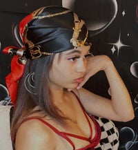 Image 1 of Black & Red Silk Head Scarf