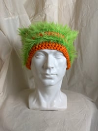 Image 5 of Hairy Orange/Green Beanie
