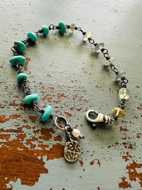 Image 2 of labradorite and campitos turquoise nugget charm bracelet