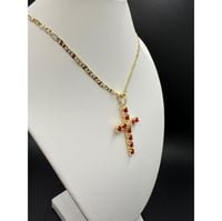 Image 2 of Red Crystals Cross Necklace 