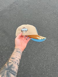 Image 3 of  SKY BLUE BRIM NEUTRAL TONE DODGERS  CUSTOM FITTED CAPS