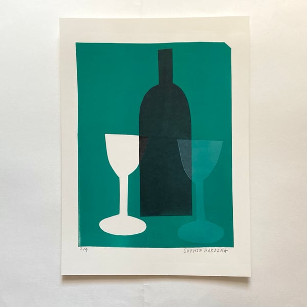 Image of Wine Bottle and Glasses