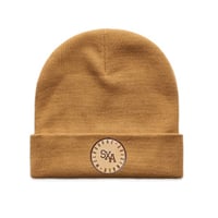 Image 1 of ‘THEO’ Faux Patch Beanie (Colours: Tan, Green and Grey)