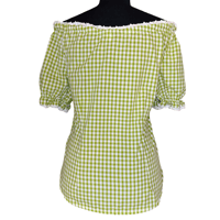 Image 3 of Vintage Green Gingham Off The Shoulder Trachten Folk Top - Women’s Size 10