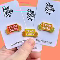 Image 1 of Gilmore Girls Inspired Team Enamel Pins (Dean, Jess, Logan)