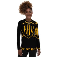 Image 2 of BOSSFITTED Black and Yellow Women's Elite Squad Long Sleeve Compression Shirt
