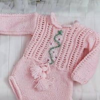 Image 2 of Newborn girls knitted bodysuit - Daphne  | pink