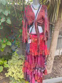 Image 1 of Wanderlust maxi tiered skirt/ Bandeau Dress Red skies  8-16