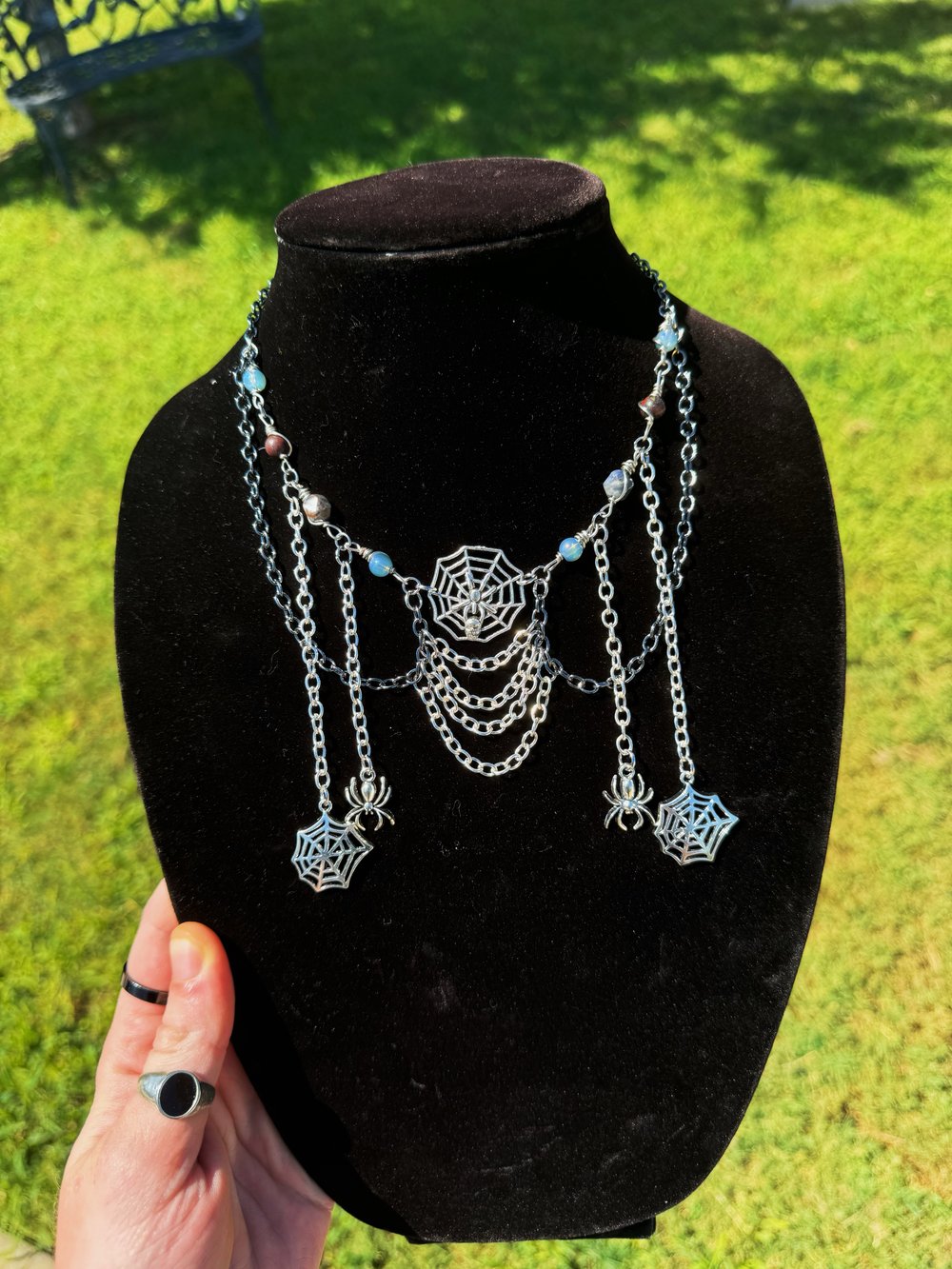 Image of "Creepy Crawlies" Choker w/ Sodalite, Dragon's Blood, & Glass Beads (adjustable)