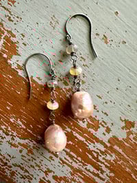 Image 15 of pinkish baroque pearl and opal earrings