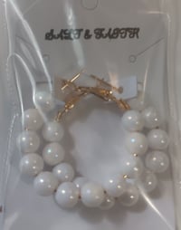 Beaded Hoops- White