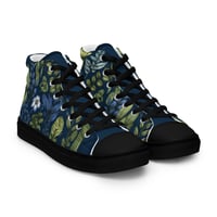 Image 18 of Art Nouveau Inspired Blue Boho Floral Sketch Women’s high top canvas shoes